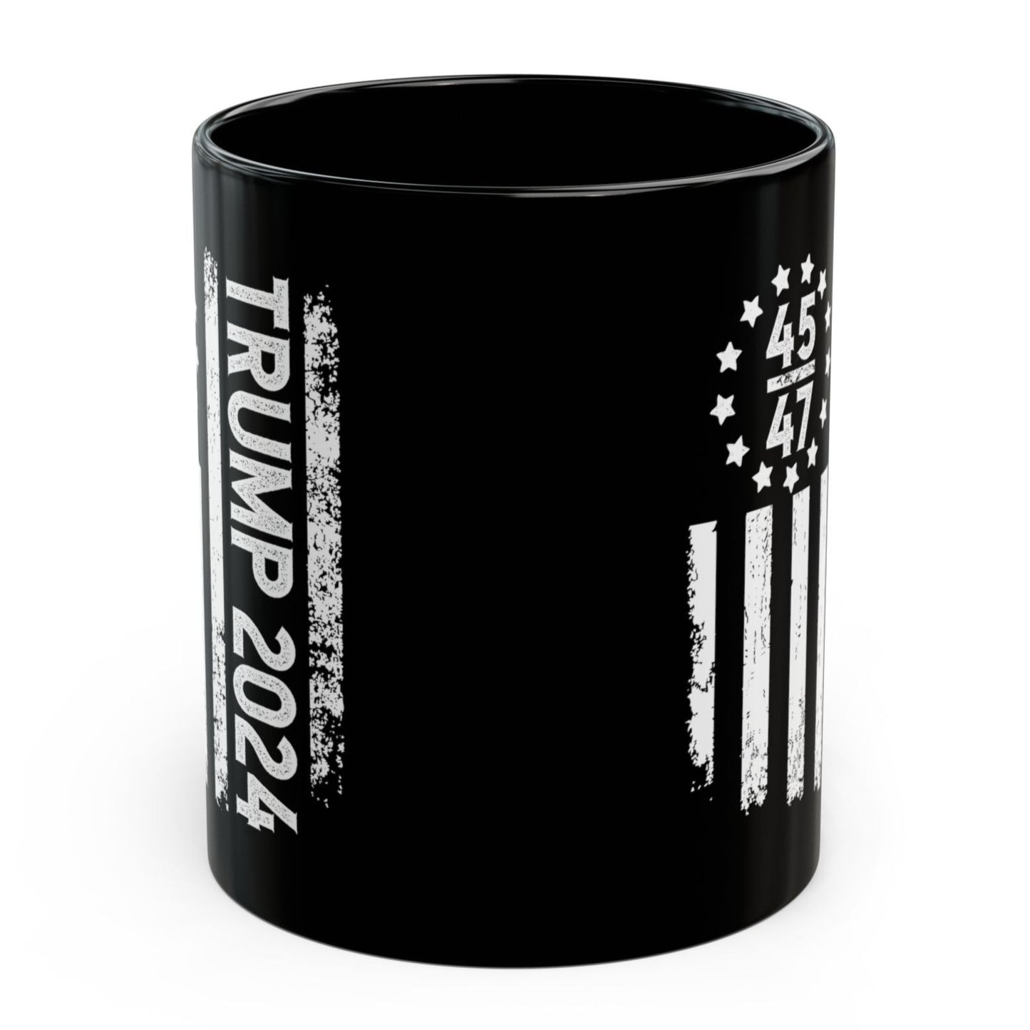 Trump 2024 45 47 American Flag Black 11oz Gift Coffee Mug