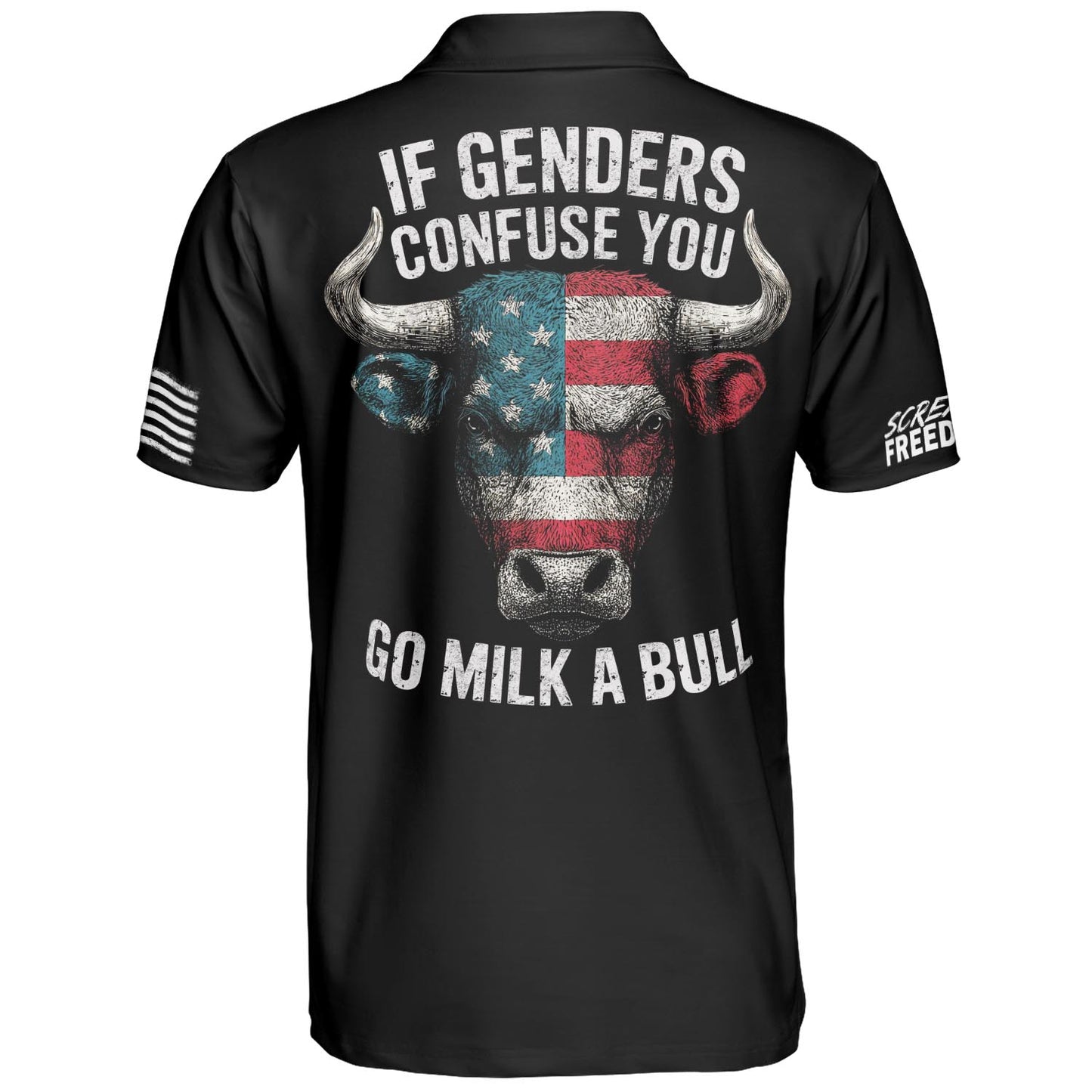 If Genders Confuse You Go Milk A Bull Men's Polo Moisture Wicking Short Sleeve Golf Shirt