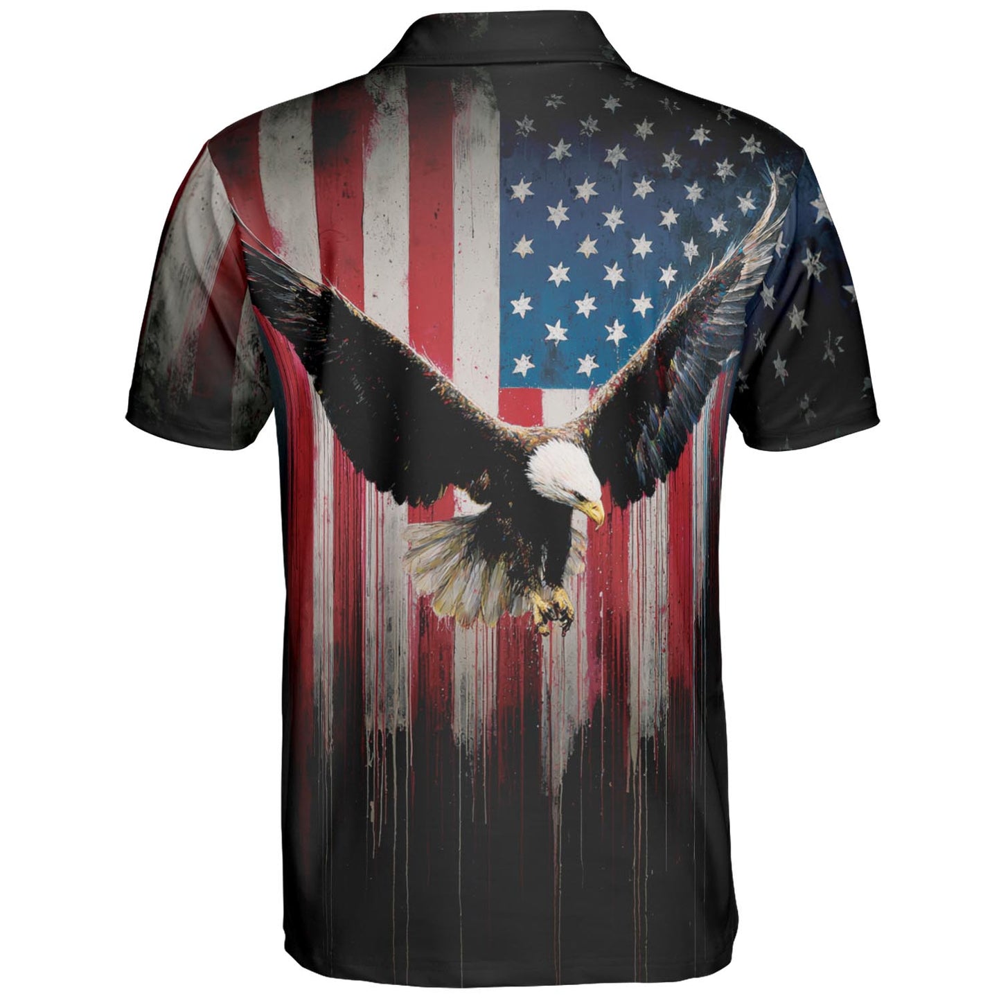 American Flag Eagle Polo Shirt for Men Bold Patriotic USA Freedom Moisture Wicking Short Sleeve Golf Top