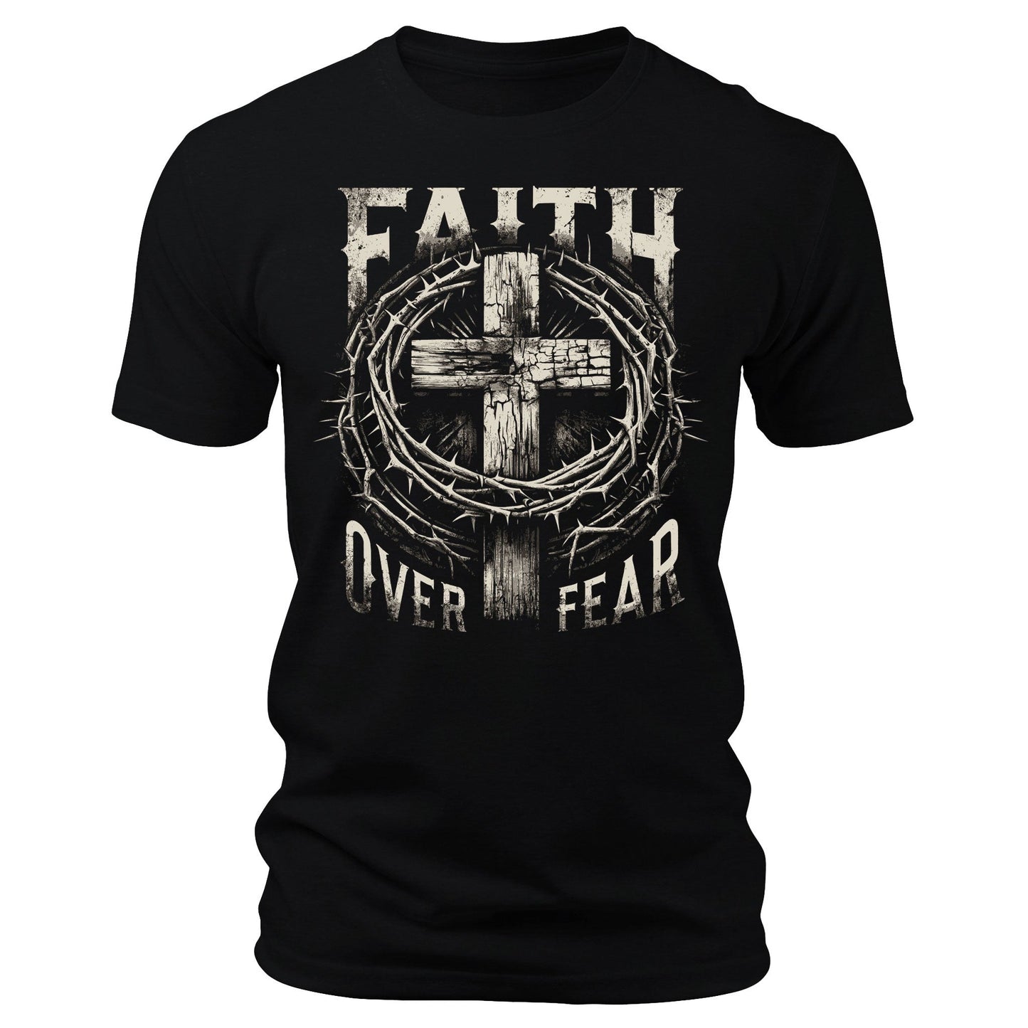 Men's Faith Over Fear T-Shirts Patriotic Short Sleeve Crewneck Graphic Tees