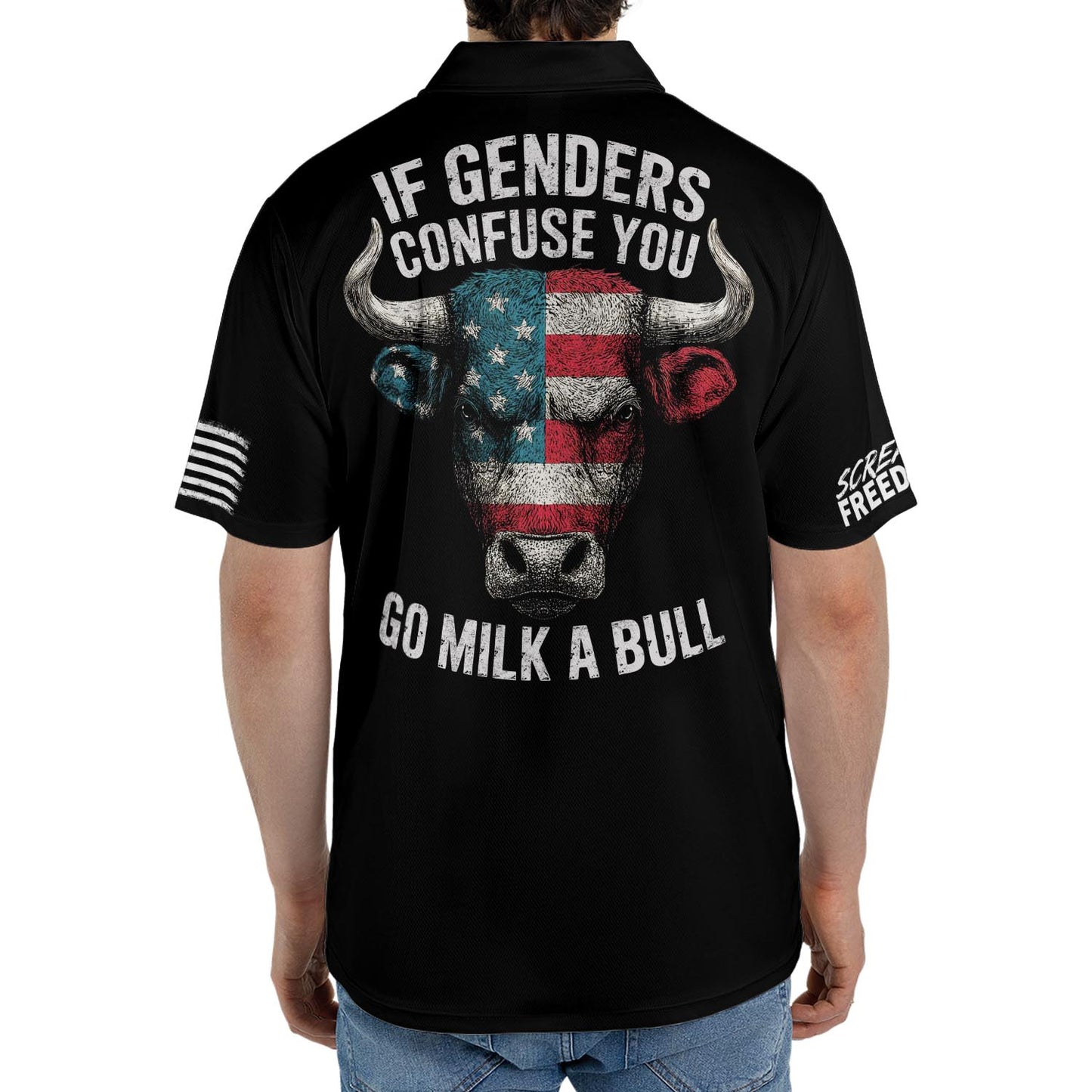 If Genders Confuse You Go Milk A Bull Men's Polo Moisture Wicking Short Sleeve Golf Shirt