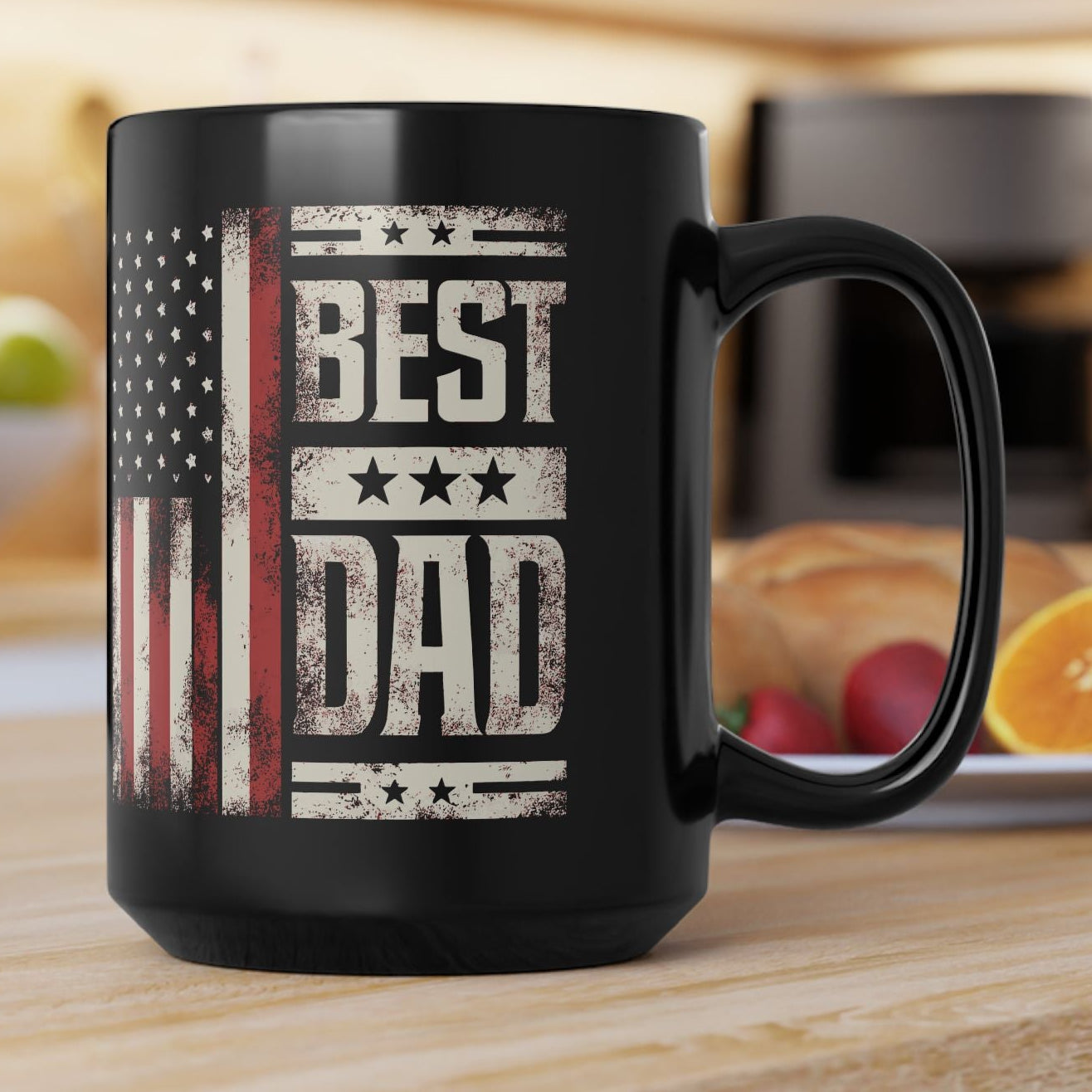 Best Dad Patriotic American Flag Christmas Gift for Him Coffee Mug