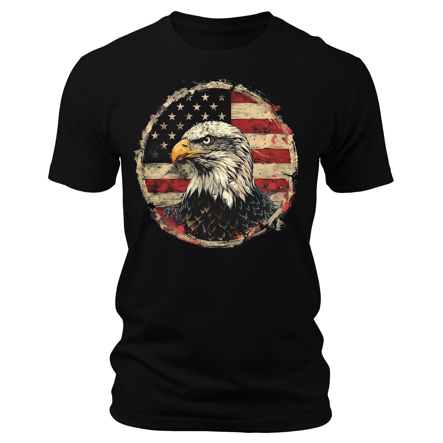 Men's Eagle American Flag 4th of July T-Shirts Patriotic Short Sleeve Crewneck Graphic Tees