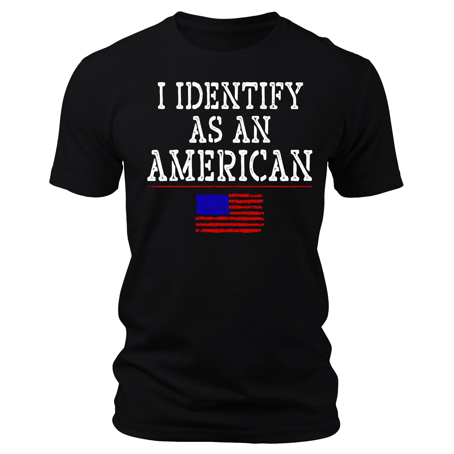 Men's 4th Of July I Identify As As American Flag T-Shirts Patriotic Short Sleeve Crewneck Graphic Tees