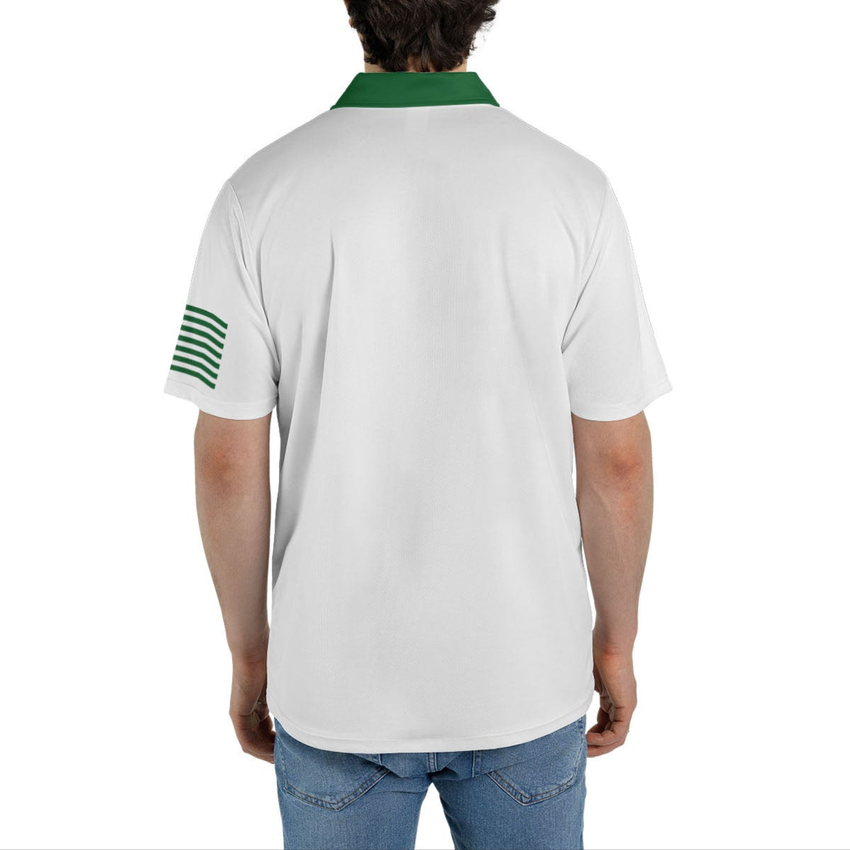 Patriotic Green American Flag Men's Polo Moisture Wicking Short Sleeve Golf Shirt