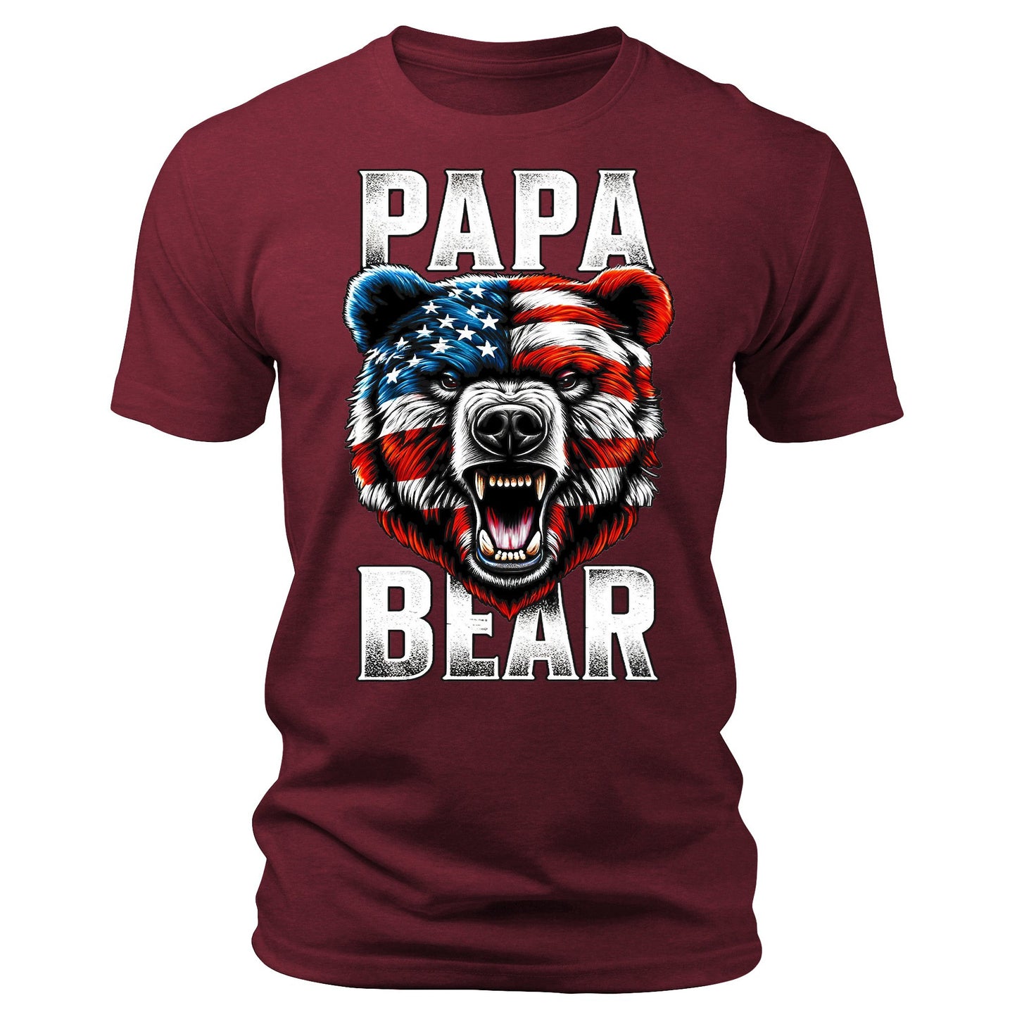 Papa Bear Shirt Dad Patriotic Short Sleeve Crewneck Graphic Tees