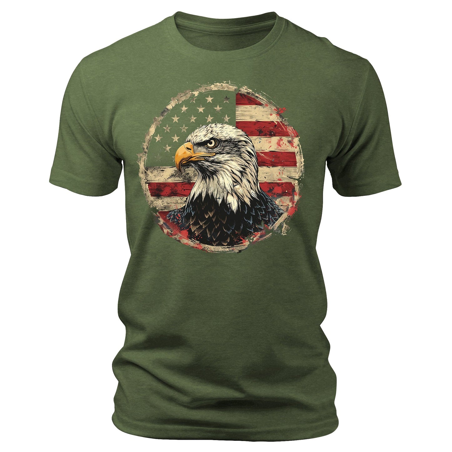 Men's Eagle American Flag 4th of July T-Shirts Patriotic Short Sleeve Crewneck Graphic Tees