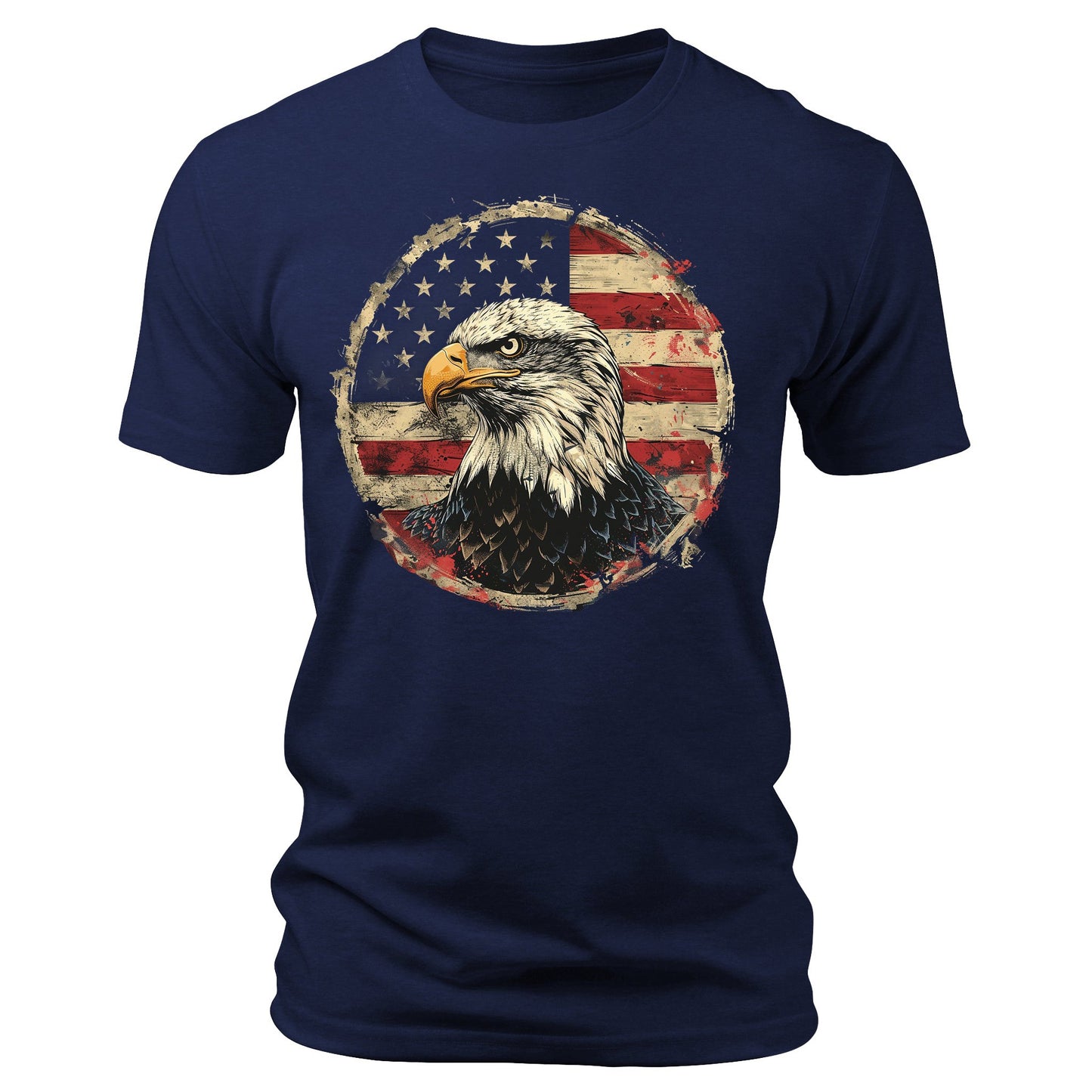 Men's Eagle American Flag 4th of July T-Shirts Patriotic Short Sleeve Crewneck Graphic Tees