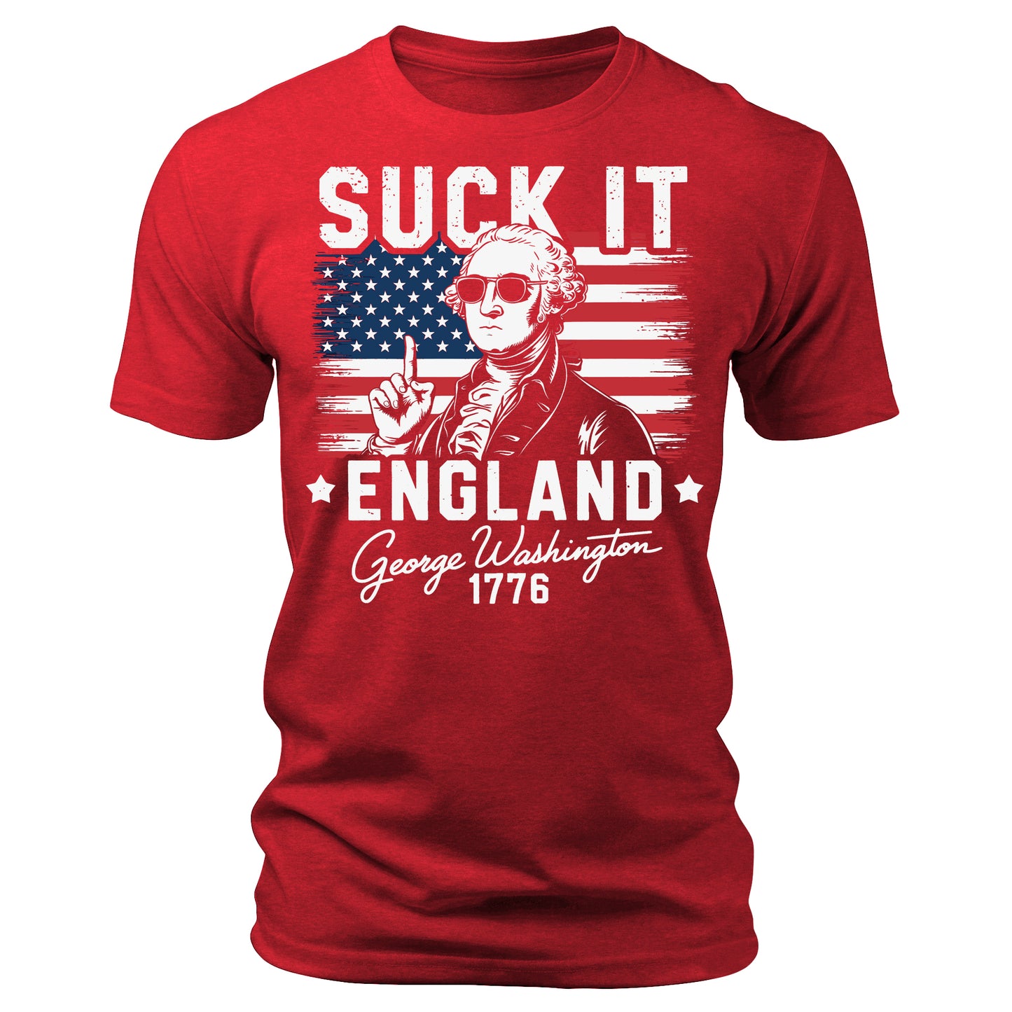 Suck It England Shirt 4th Of July Funny Patriotic George Washington Men's 1776 Short Sleeve Graphic Tees