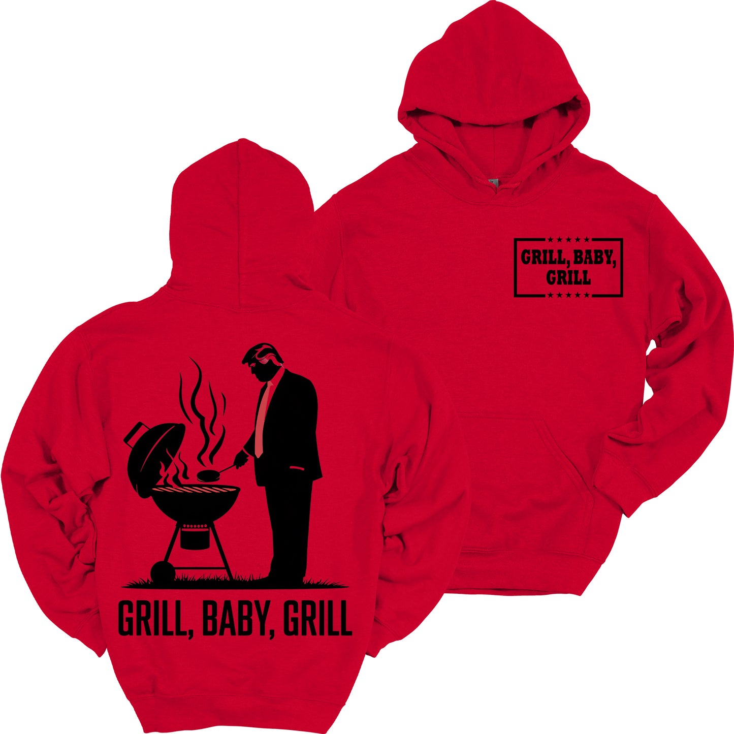 Grill Baby Grill Funny Trump Silhouette Heavy Blend Hoodie