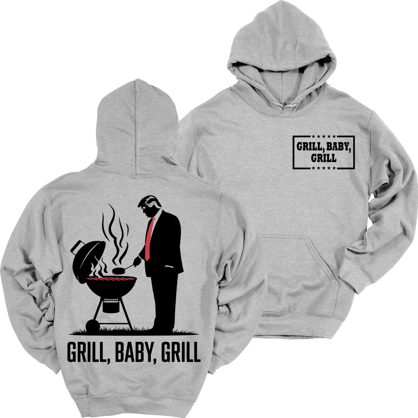 Grill Baby Grill Funny Trump Silhouette Heavy Blend Hoodie