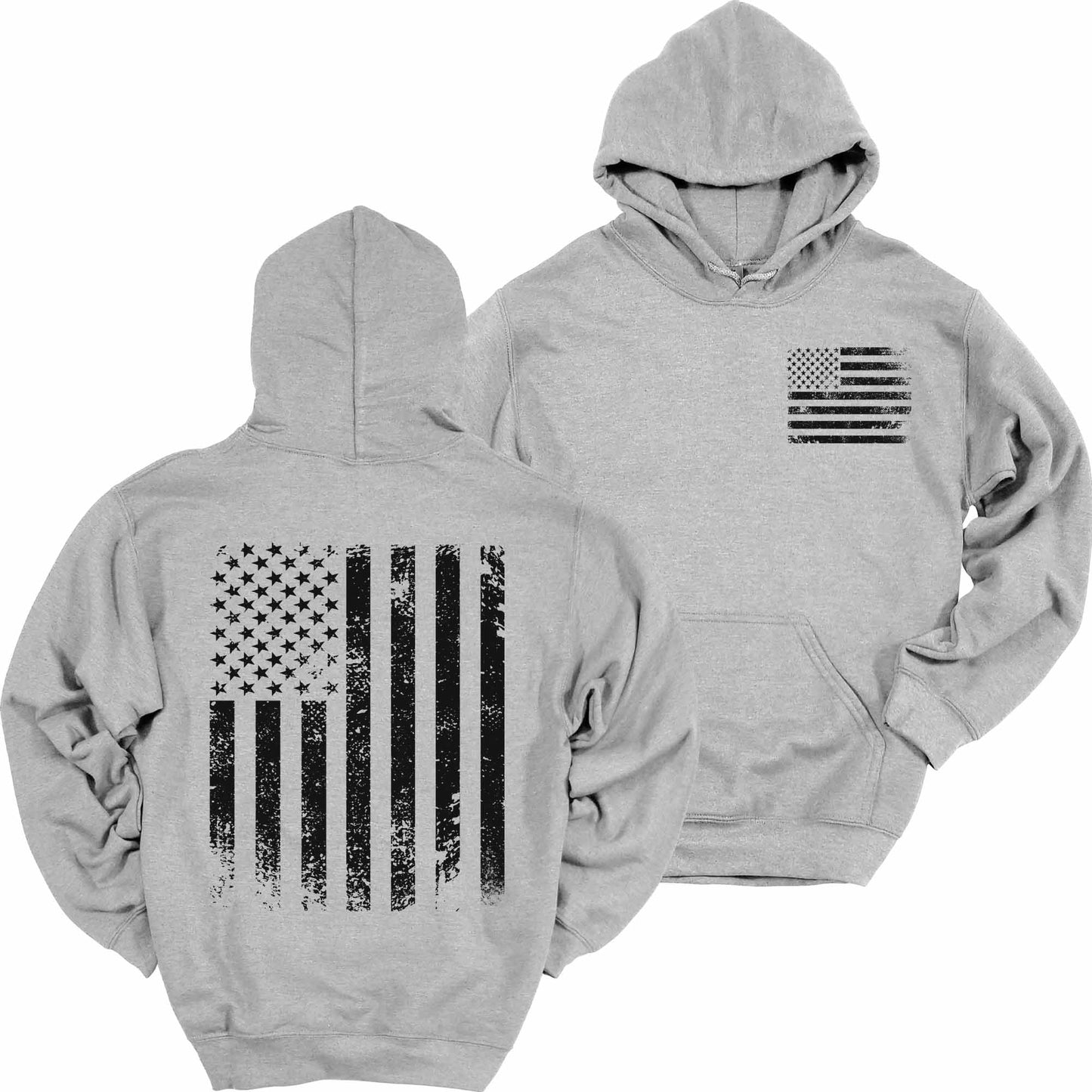 Distressed American Flag Hoodie Patriotic Heavy Blend Hooded Sweatshirt