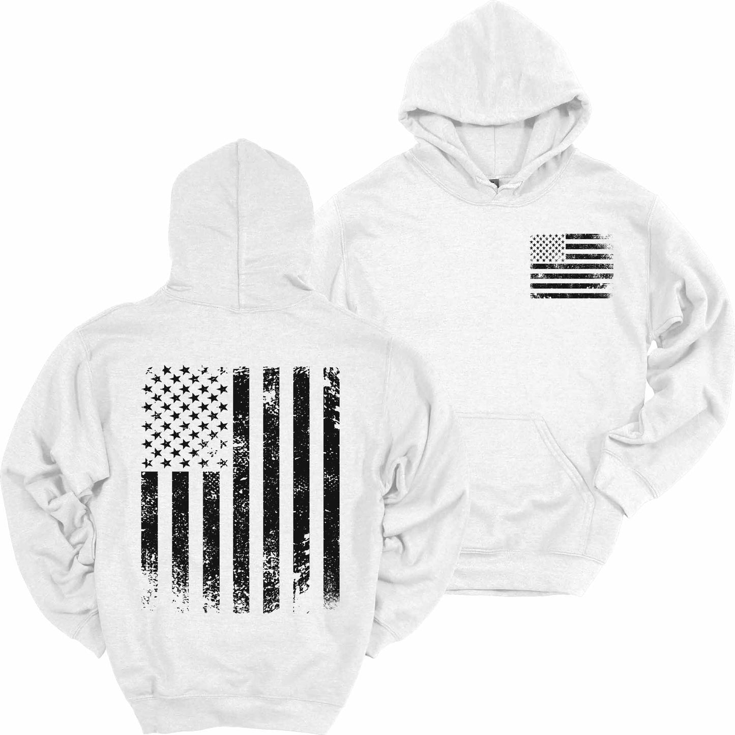 Distressed American Flag Hoodie Patriotic Heavy Blend Hooded Sweatshirt