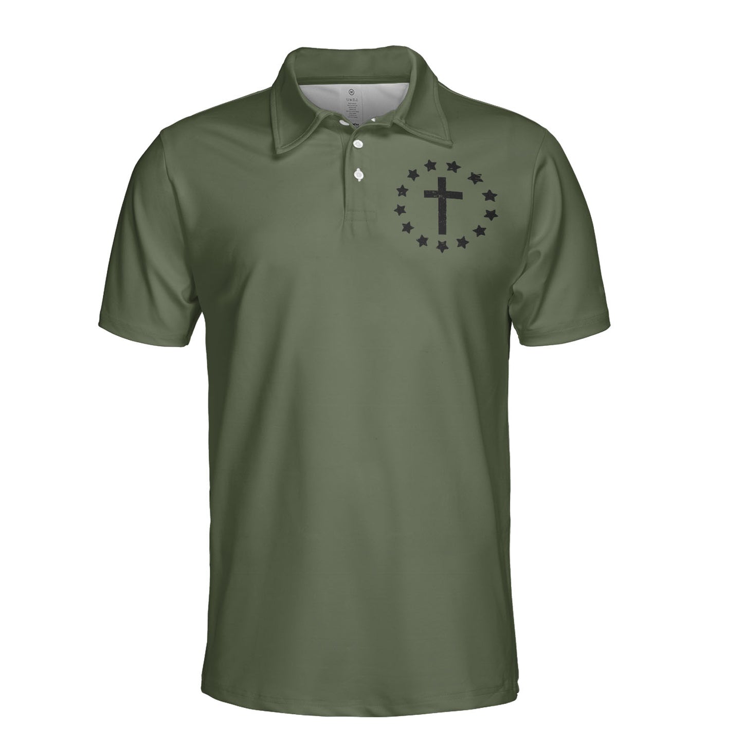 Christian Cross American Flag Men's Polos Moisture Wicking Short Sleeve Golf Shirts