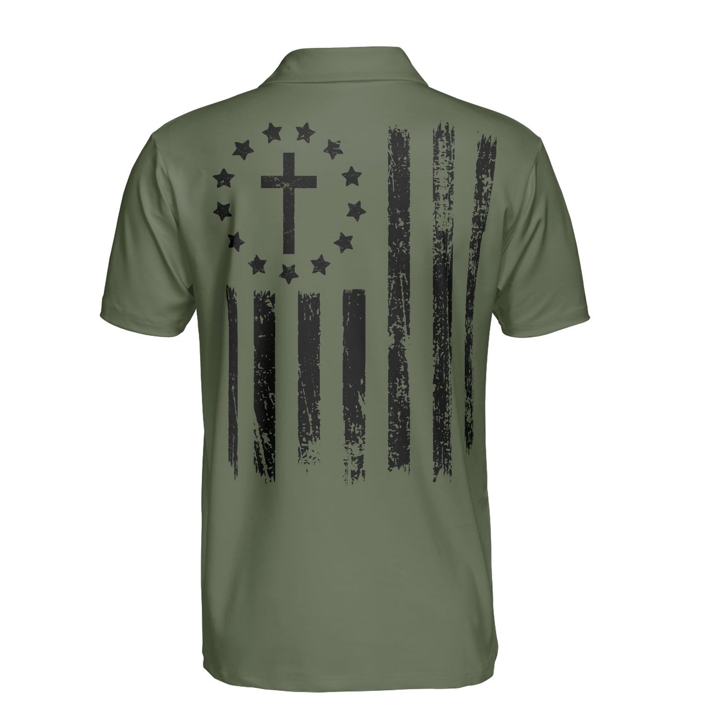 Christian Cross American Flag Men's Polos Moisture Wicking Short Sleeve Golf Shirts