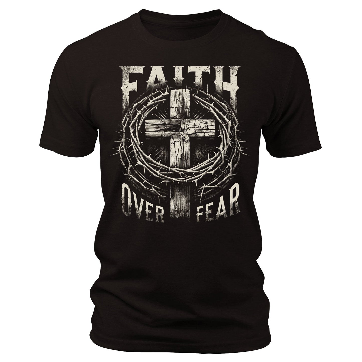 Men's Faith Over Fear T-Shirts Patriotic Short Sleeve Crewneck Graphic Tees