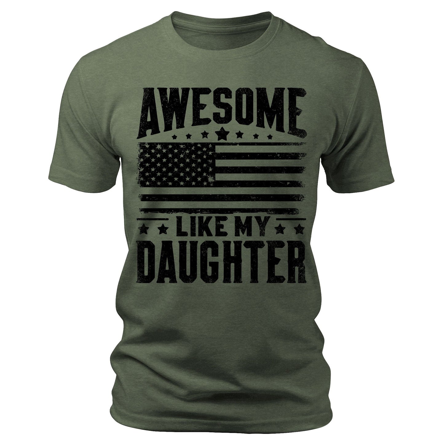 Men's Awesome Like My Daughter Flag T-Shirts Patriotic Short Sleeve Crewneck Graphic Tees