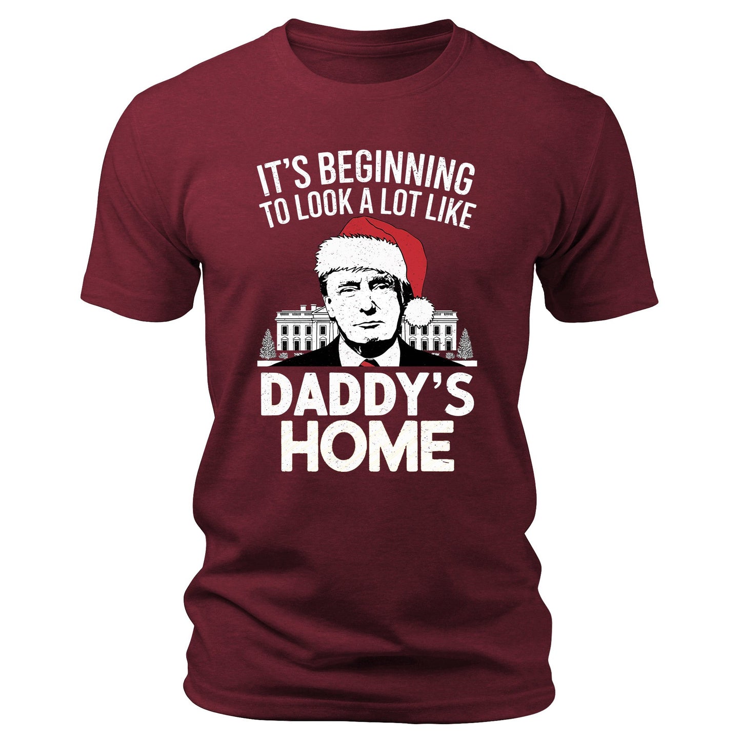 Men's Daddy's Home Trump T-Shirt Short Sleeve Patriotic Crewneck Christmas Graphic Tees