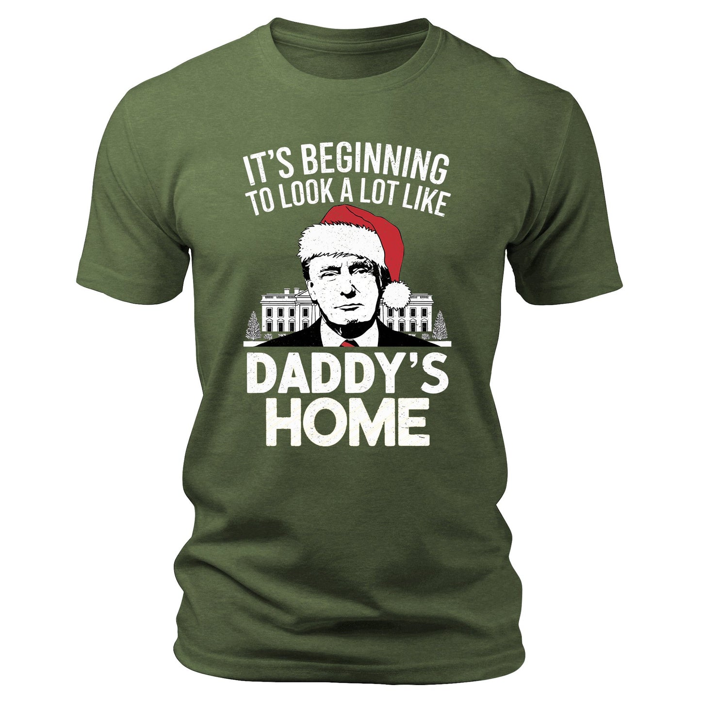 Men's Daddy's Home Trump T-Shirt Short Sleeve Patriotic Crewneck Christmas Graphic Tees