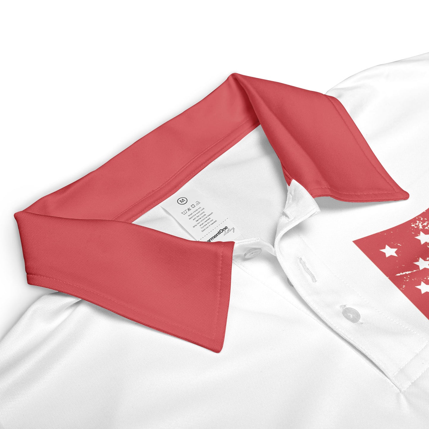 Patriotic Red American Flag Men's Polo Moisture Wicking Short Sleeve Golf Shirt