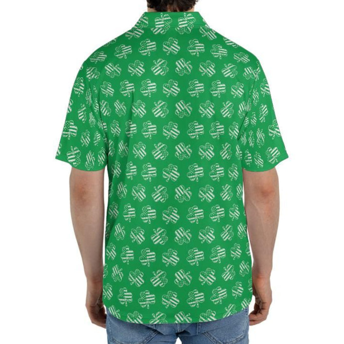 Patriotic Shamrock Flag St Patricks Day Polo Moisture Wicking Short Sleeve Green Golf Shirt for Men