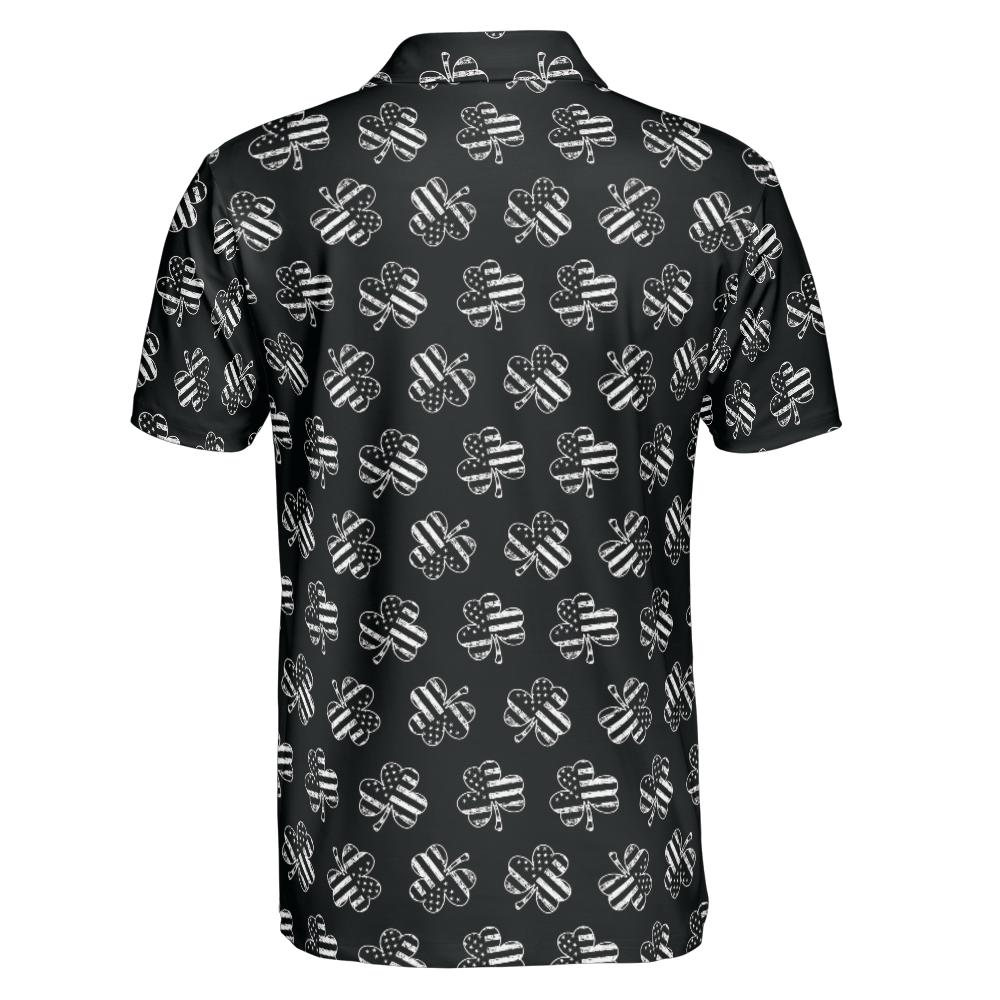 Vintage Patriotic Shamrock St Patricks Day Polo Moisture Wicking Short Sleeve Golf Shirt for Men