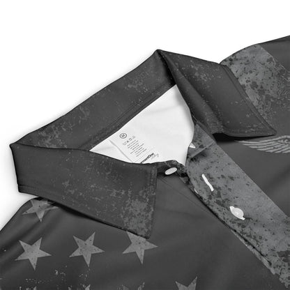 Papa Blackout American Flag Polo Shirt For Men Patriotic Eagle Moisture Wicking Short Sleeve Golf Top