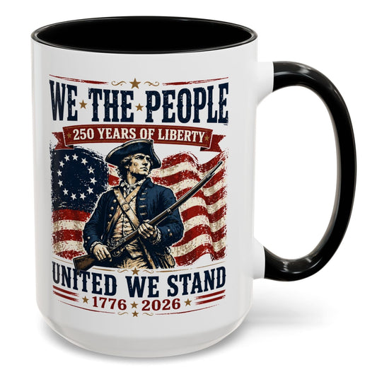 250 Anniversary USA Commemorative Patriotic We The People Accent 15oz Coffee Mug