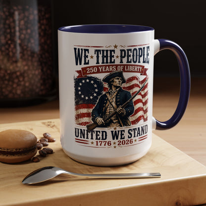 250 Anniversary USA Commemorative Patriotic We The People Accent 15oz Coffee Mug