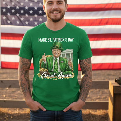 Make Saint Patrick's Day Great Again Funny Patriotic Graphic Tee