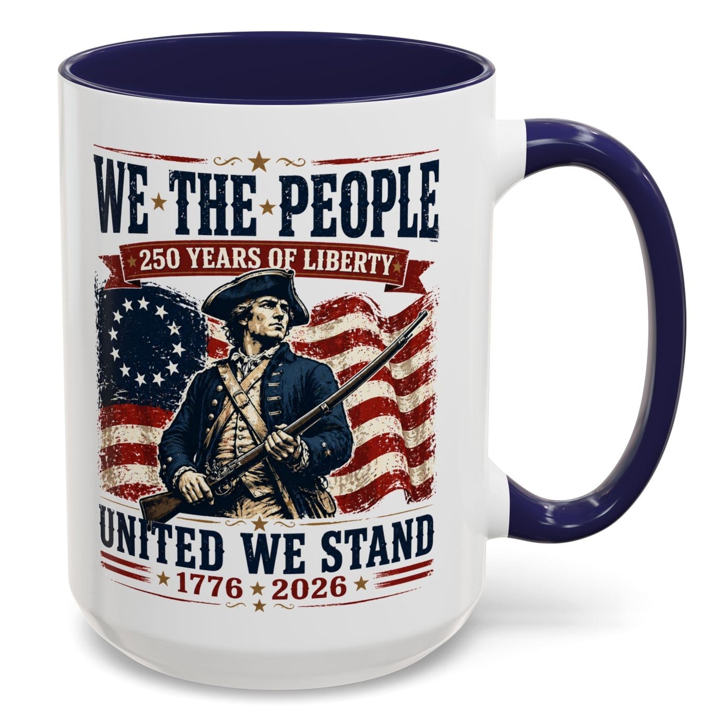 250 Anniversary USA Commemorative Patriotic We The People Accent 15oz Coffee Mug