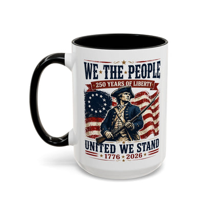 250 Anniversary USA Commemorative Patriotic We The People Accent 15oz Coffee Mug