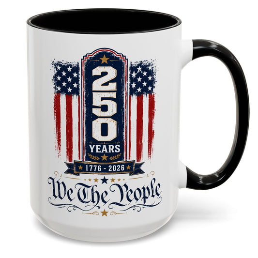 250 Anniversary USA Commemorative Patriotic We The People 1776 - 2026 Accent 15oz Coffee Mug