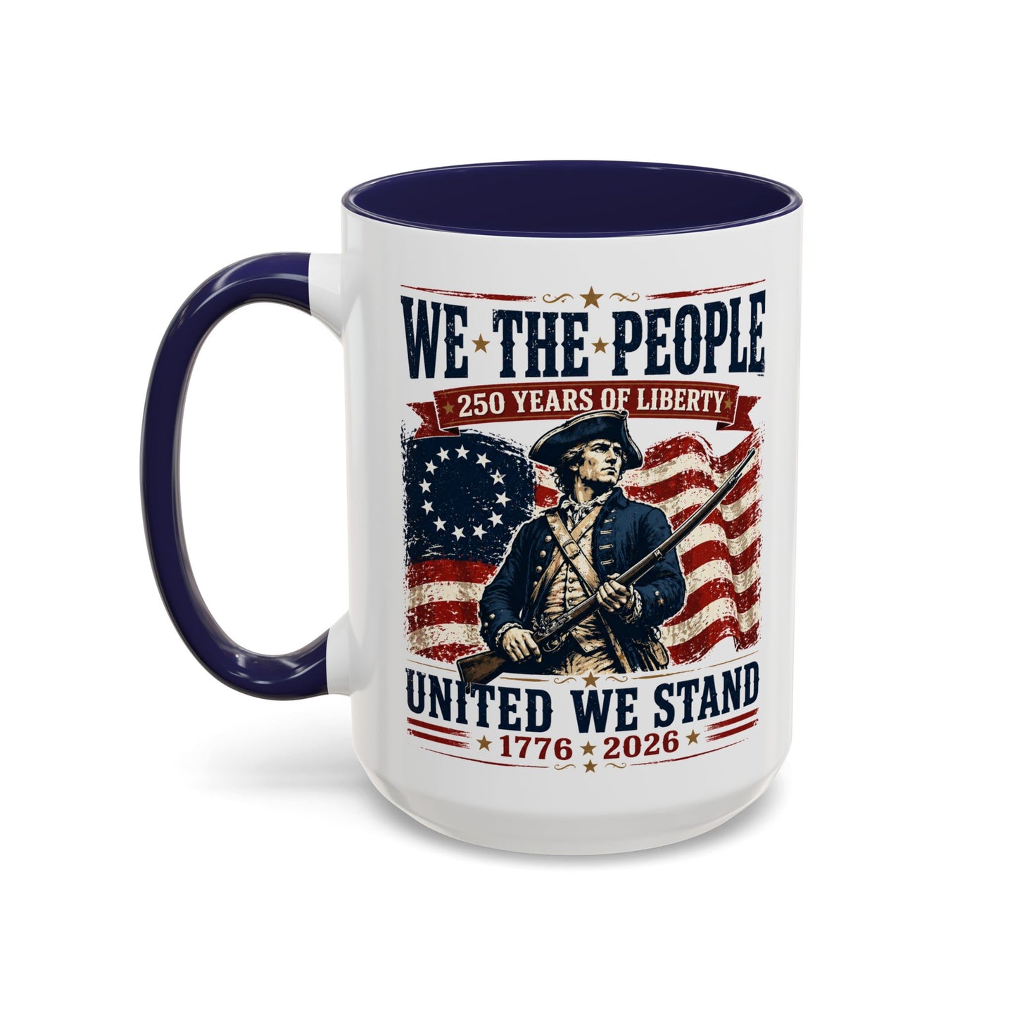 250 Anniversary USA Commemorative Patriotic We The People Accent 15oz Coffee Mug