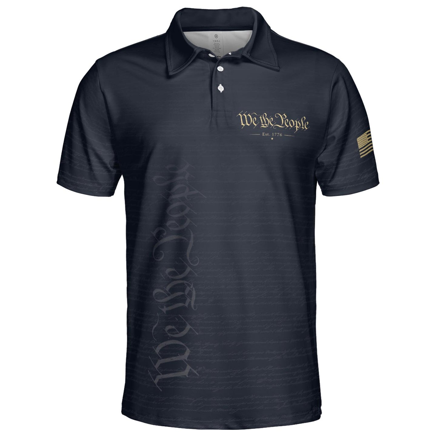 We The People Constitution Navy Blue Polo Shirt For Men Est 1776 Patriotic Moisture Wicking Short Sleeve Golf Top