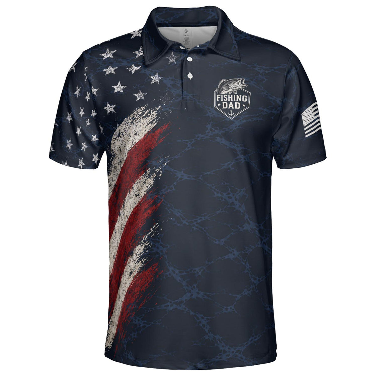 Best Dad Fishing Polo Shirt For Men American Flag Patriotic Moisture Wicking Short Sleeve Golf Top