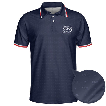 America 250 Polo Shirt for Men 1776 2026 Semiquincentennial Patriotic 4th of July Golf Shirt Moisture Wicking Short Sleeve Top