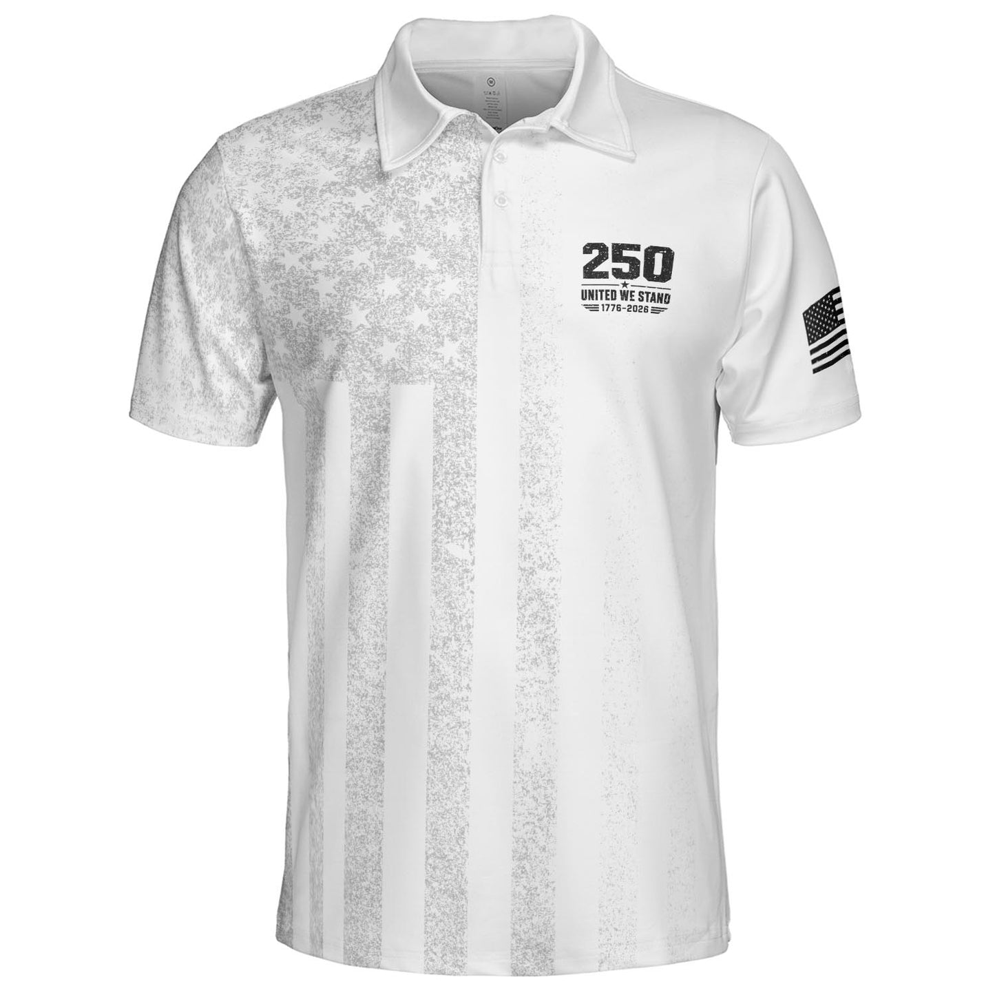 250th Anniversary White Polo Shirt for Men America 250 United We Stand 1776 2026 Moisture Wicking Short Sleeve Golf Top