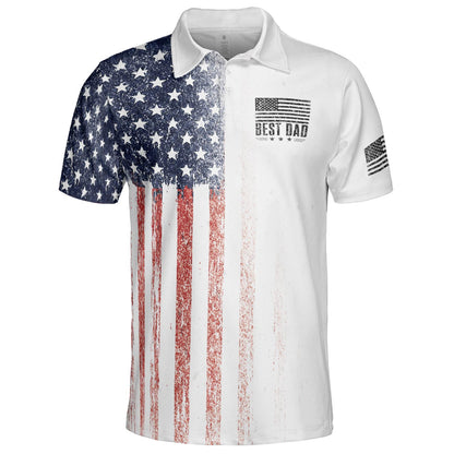 Best Dad American Flag Polo Shirt For Men Patriotic Moisture Wicking Short Sleeve Golf Top