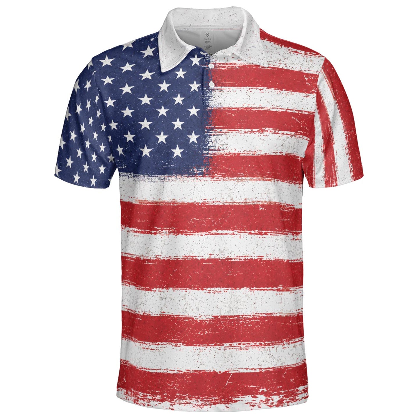 Patriotic American Flag Polo Shirt for Men Vintage USA Flag 4th of July Independence Day Golf Shirt Moisture Wicking Short Sleeve Golf Top