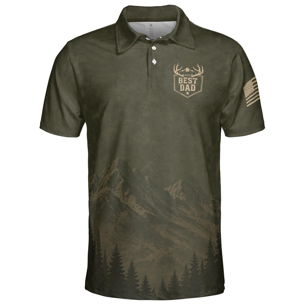 Best Dad Hunting Deer Polo Shirt For Men American Flag Moisture Wicking Short Sleeve Golf Top