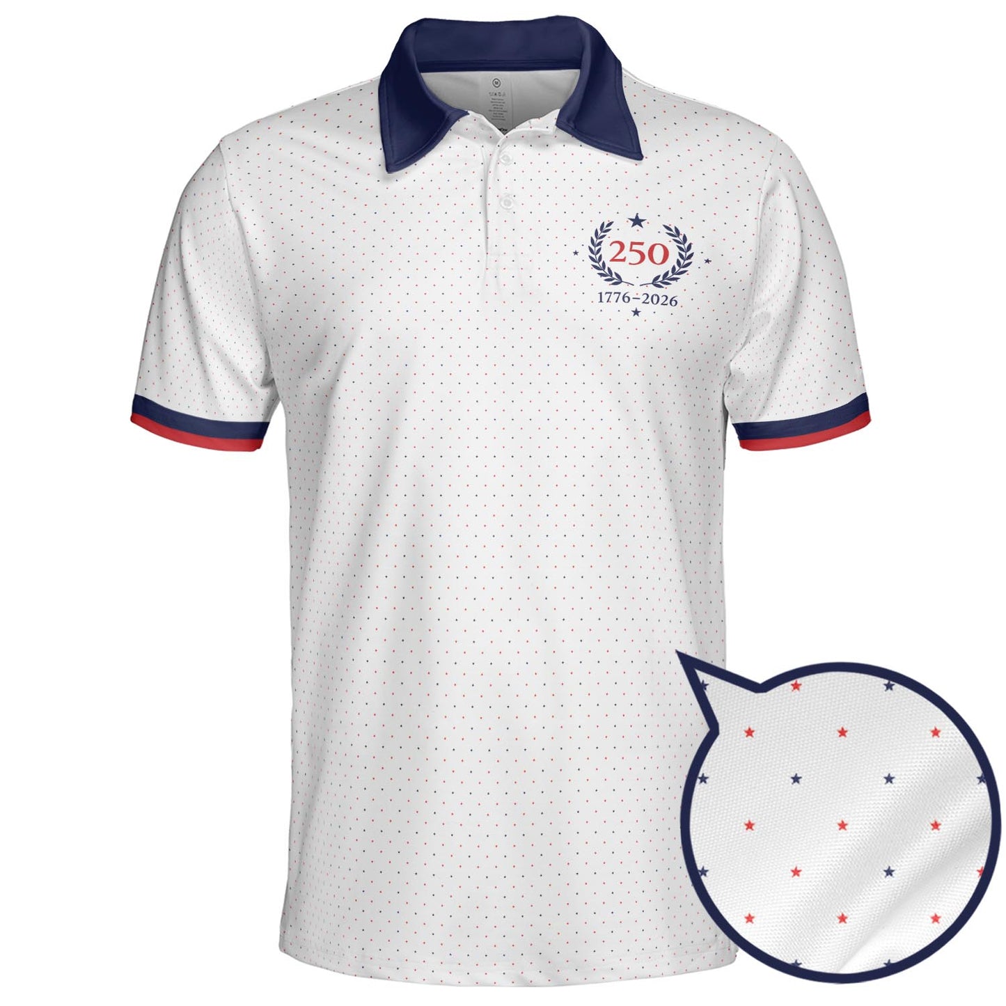 250th Anniversary Polo Shirt for Men America 250 4th of July Patriotic Stars 1776 2026 Moisture Wicking Short Sleeve Golf Shirt