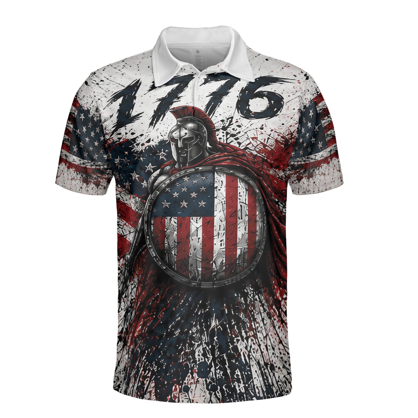 We The People Spartan Patriotic Moisture Wicking Golf Short Sleeve Polo Shirt