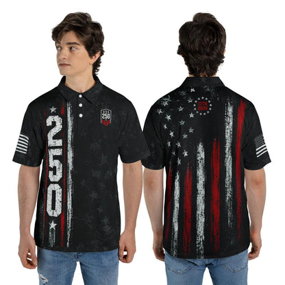 4th of July Polo Shirts for Men 250th Anniversary 1776 2026 American Flag Moisture Wicking Short Sleeve Golf Top