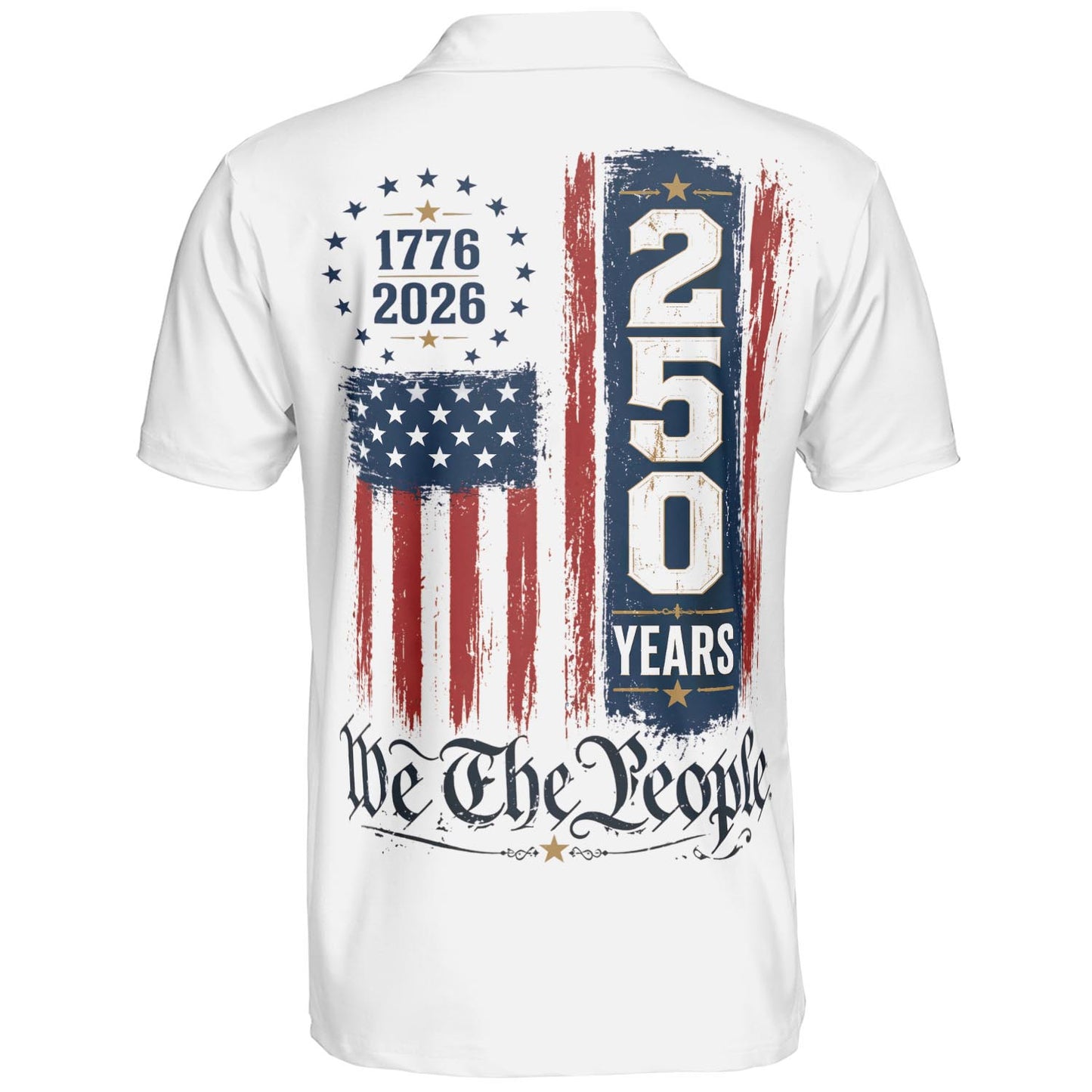 4th of July Polo Shirts for Men We The People 250th Anniversary Moisture Wicking Short Sleeve Golf Top