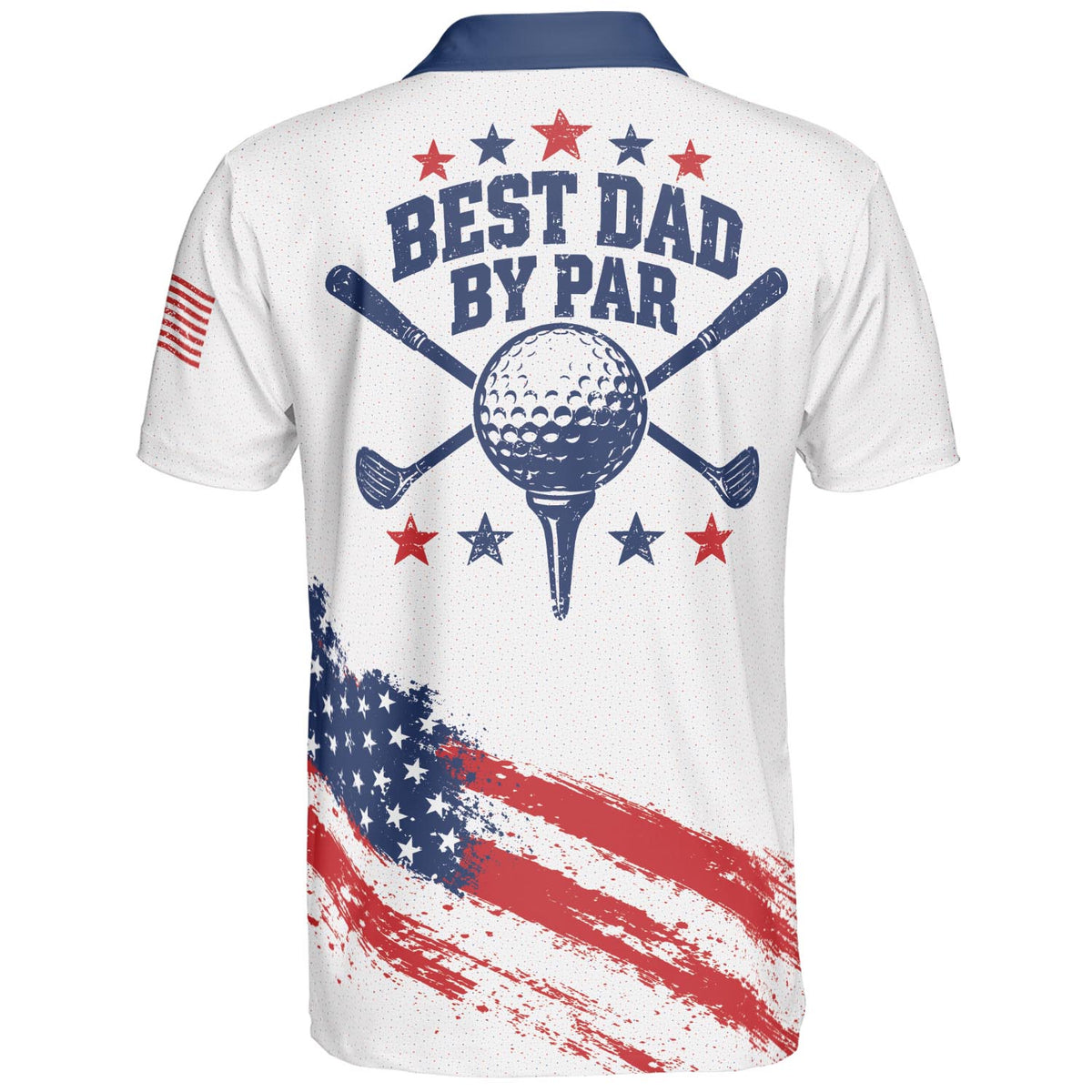 Best Dad By Par Golf Polo Shirt For Men American Flag Patriotic Moisture Wicking Short Sleeve Top