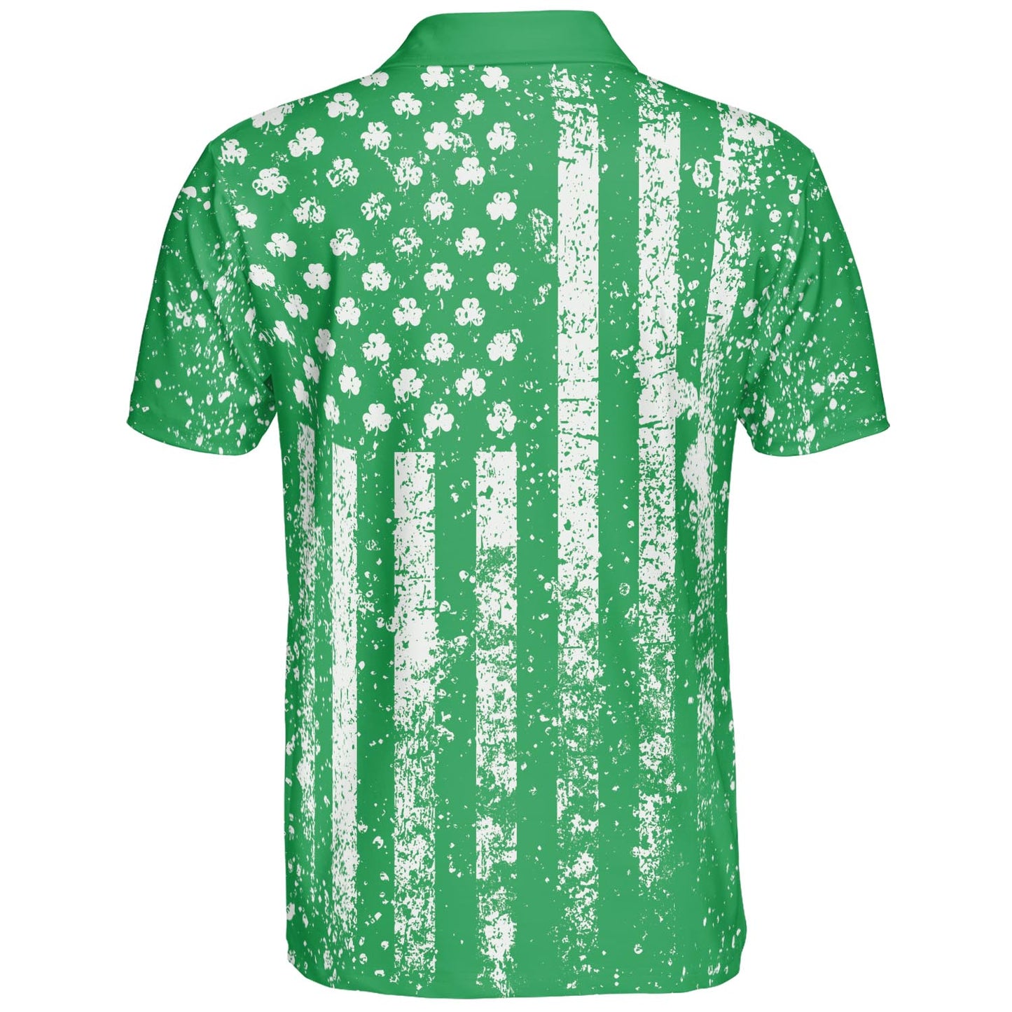 St Patricks Day Shamrock Flag Green Polo Moisture Wicking Short Sleeve Golf Shirt for Men