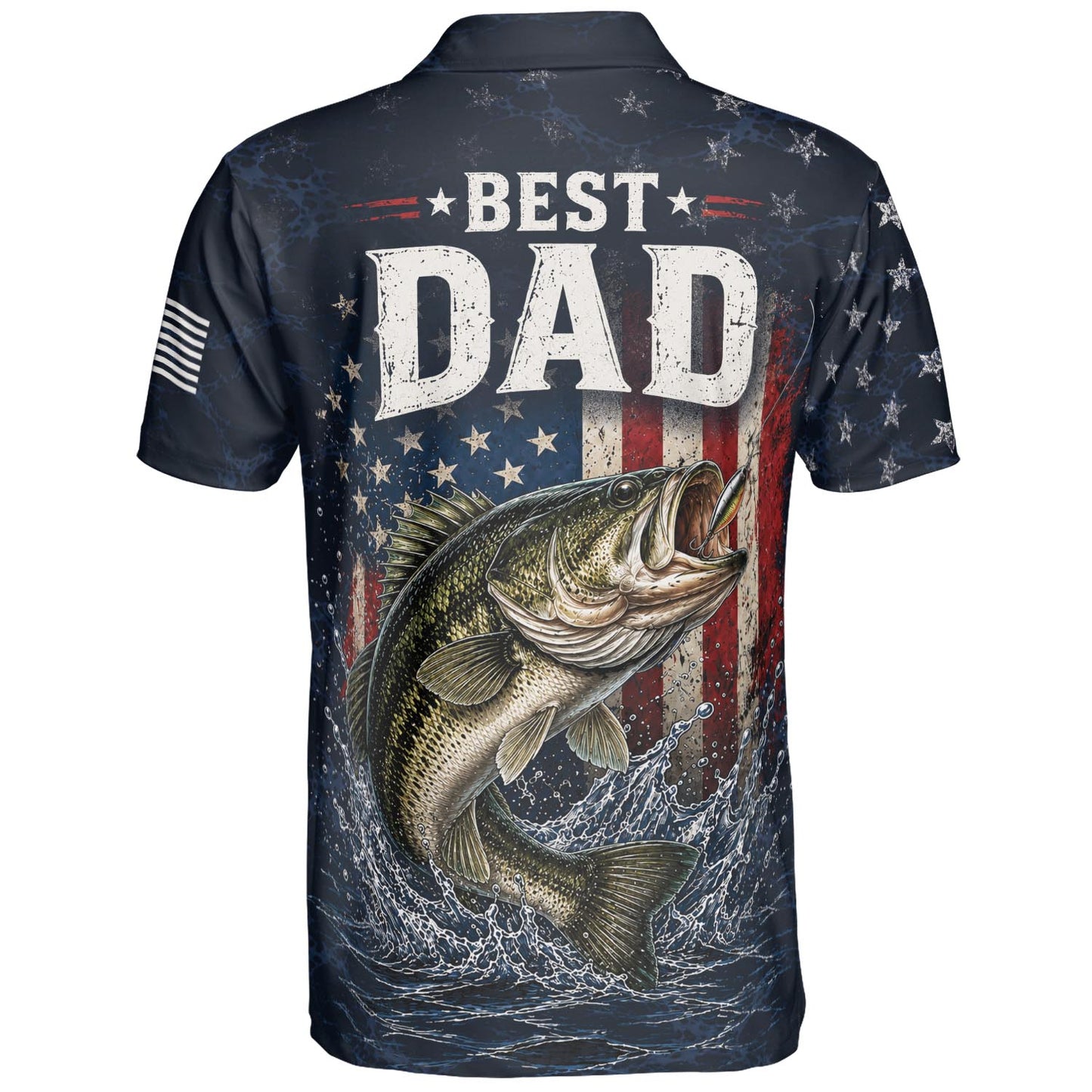 Best Dad Fishing Polo Shirt For Men American Flag Patriotic Moisture Wicking Short Sleeve Golf Top