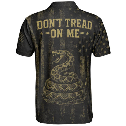 Don’t Tread On Me Gadsden Flag Polo Shirt for Men Liberty Or Death Patriotic Moisture Wicking Short Sleeve Golf Top