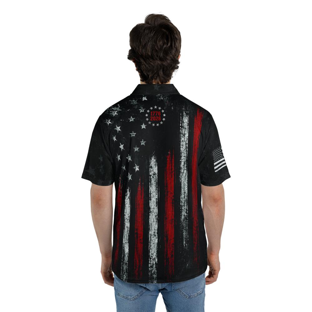4th of July Polo Shirts for Men 250th Anniversary 1776 2026 American Flag Moisture Wicking Short Sleeve Golf Top